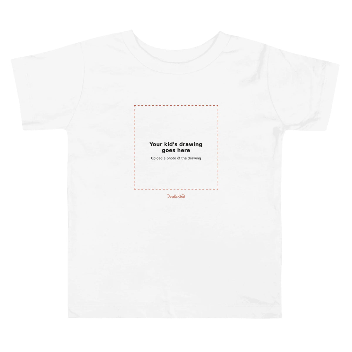 Flat toddler tee mockup with the upload placeholder.