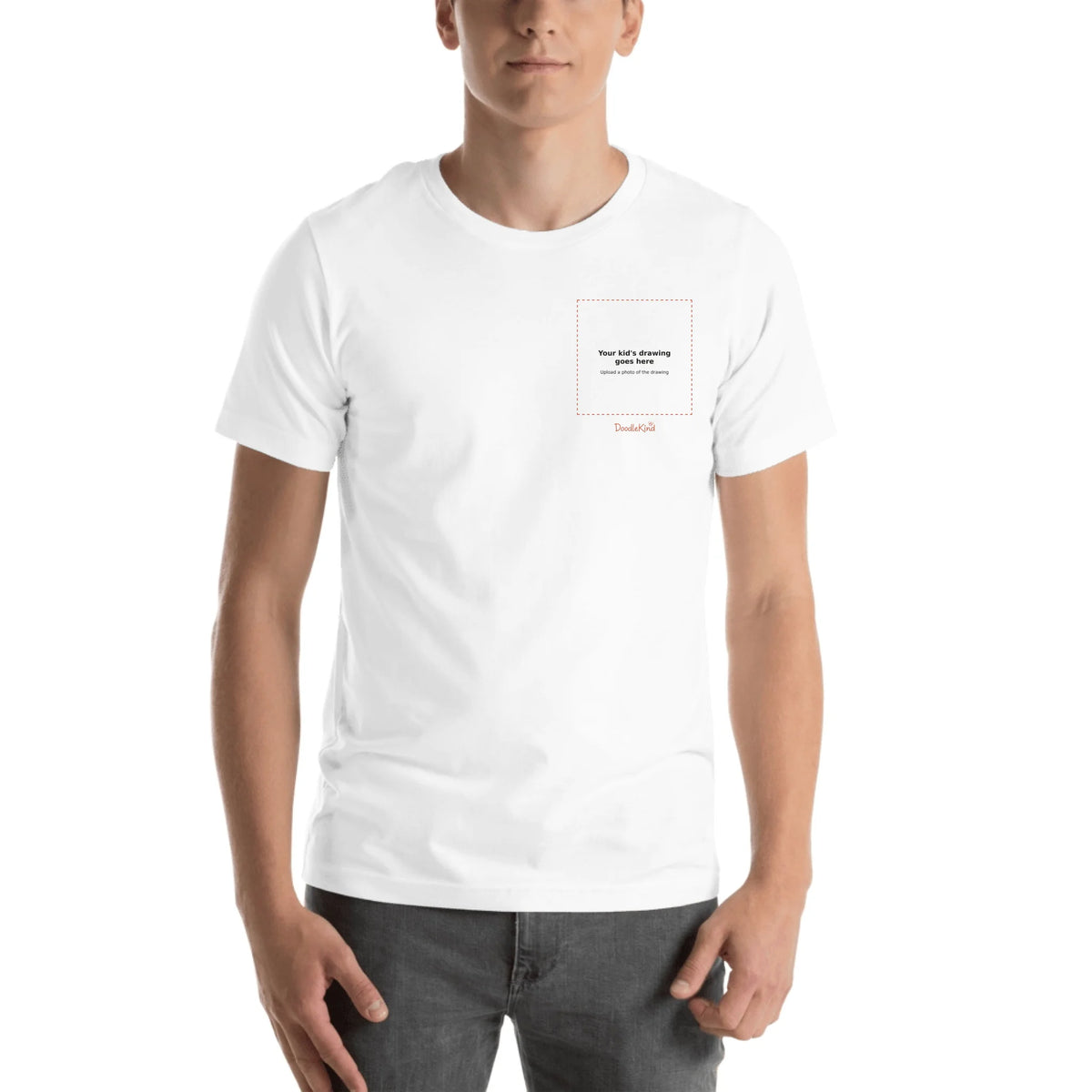 Grown-up tee mockup with the chest print placeholder.
