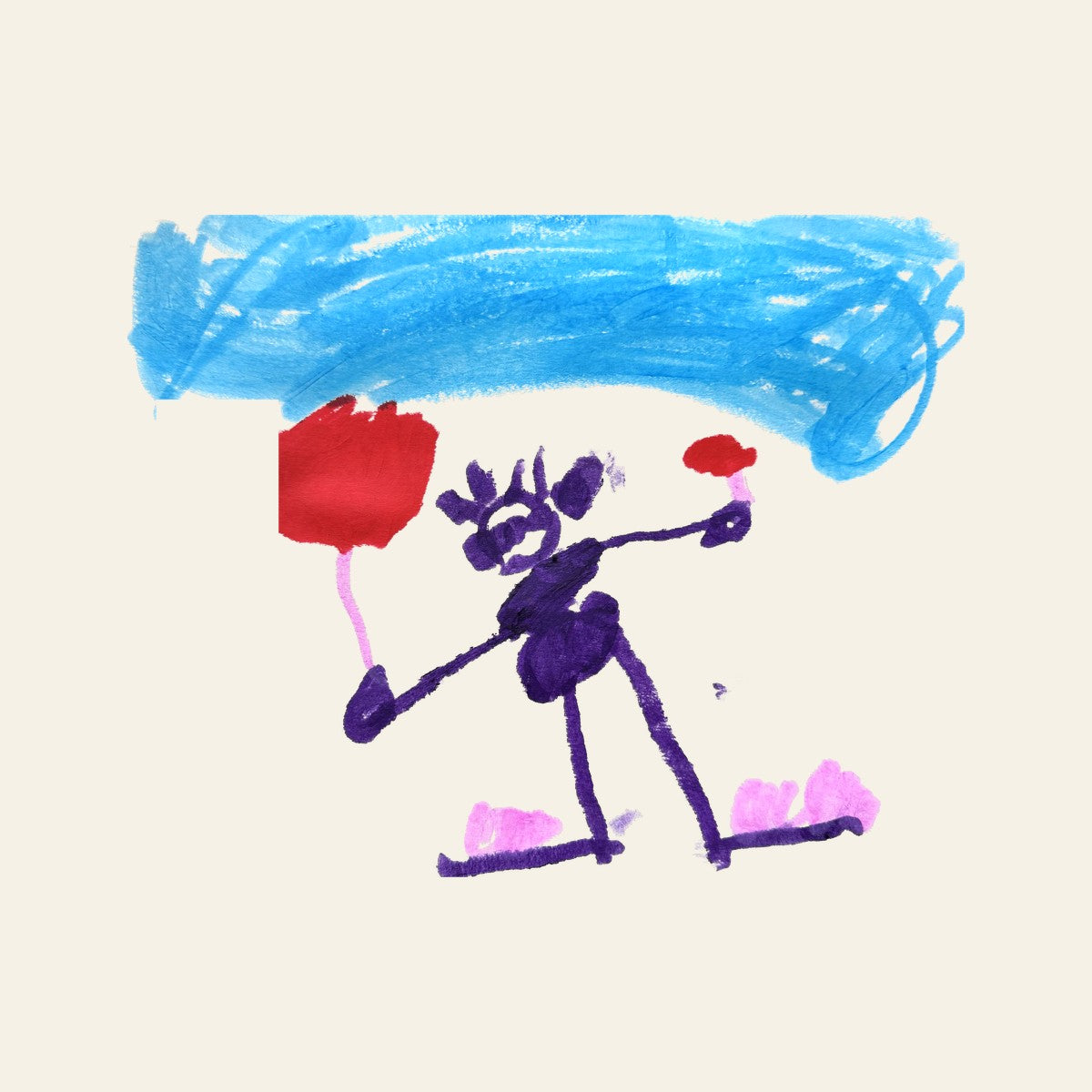 Flying Guy, original drawing by Allie, age 4