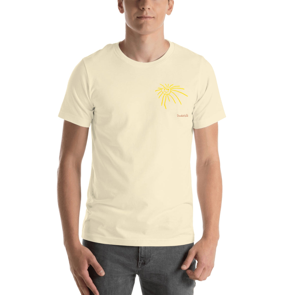 Your kid's drawing tee for grown-ups in natural with the small chest print.